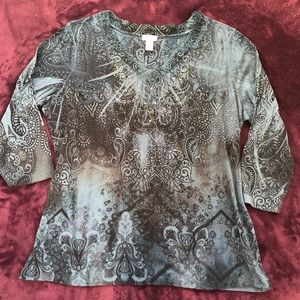 Chicos Womens Plus Size Quarter Sleeve Top Size 3X